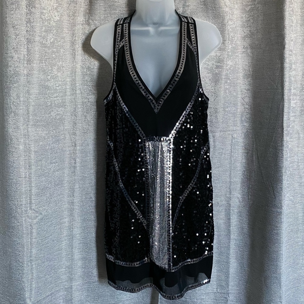 Express sequin sleeveless black dress